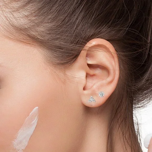 Certified 1ct. t.w. Moissanite Diamond Heart Halo Stud Earrings NEW